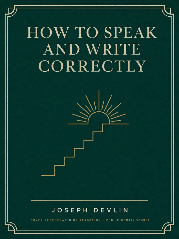 How to Speak and Write Correctly book cover by Joseph Devlin